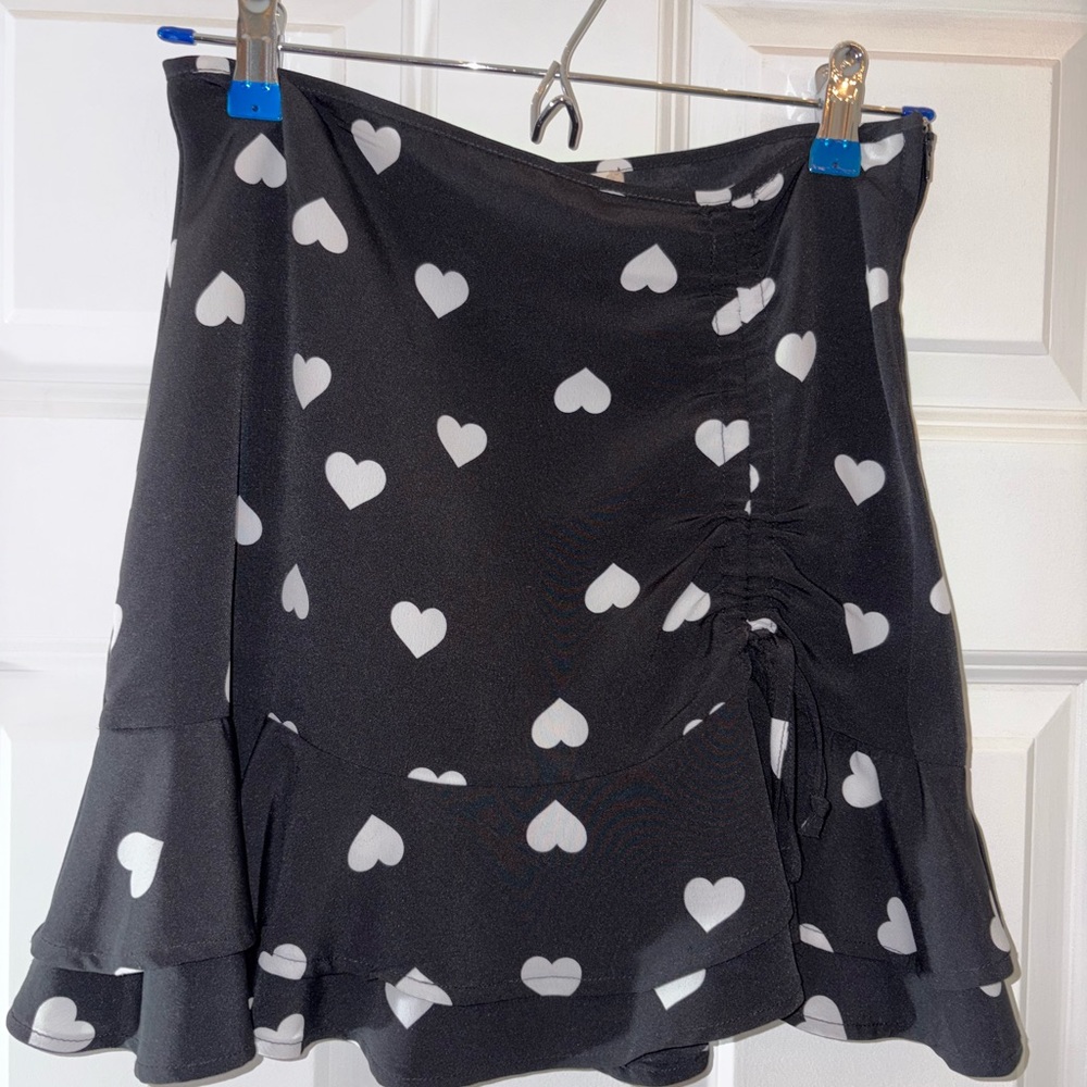 Altar'd State Black and White Heart Mini Skirt